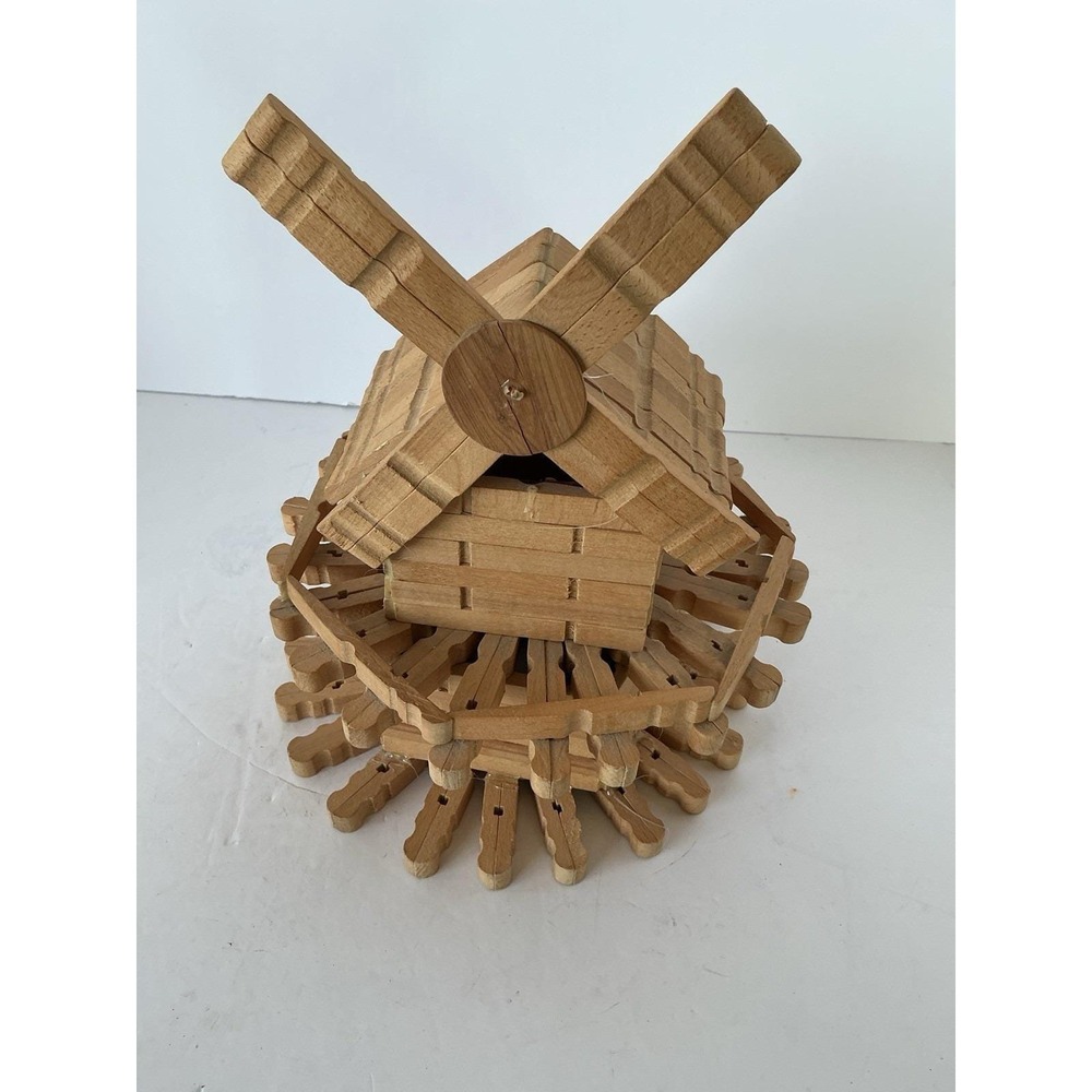 Handmade Wooden‎ Windmill Figurine Folk Art Rustic Miniature Decor